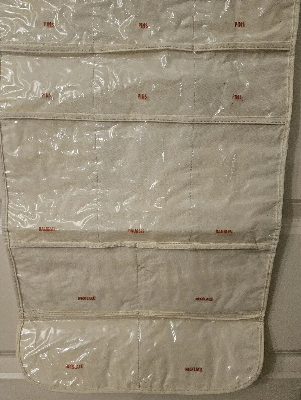 Vintage Clear Pocket Hanging Jewelry and Accessory Organizer